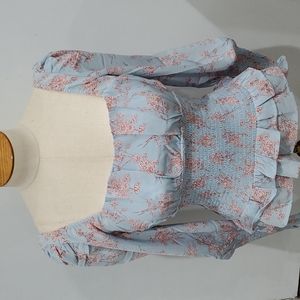 NEW Cistar New York Floral Blouse – Smocked Waist Long Sleeve Women’s Top Medium